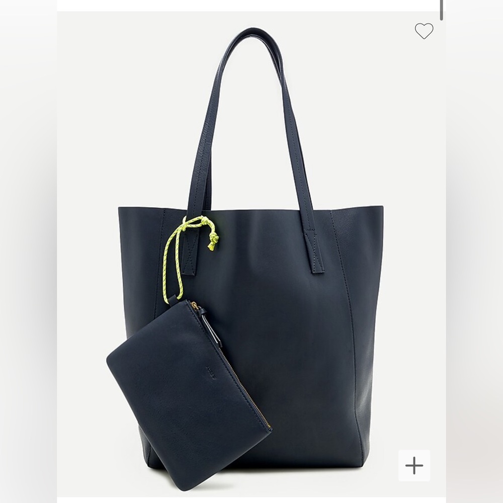 J crew leather tote navy